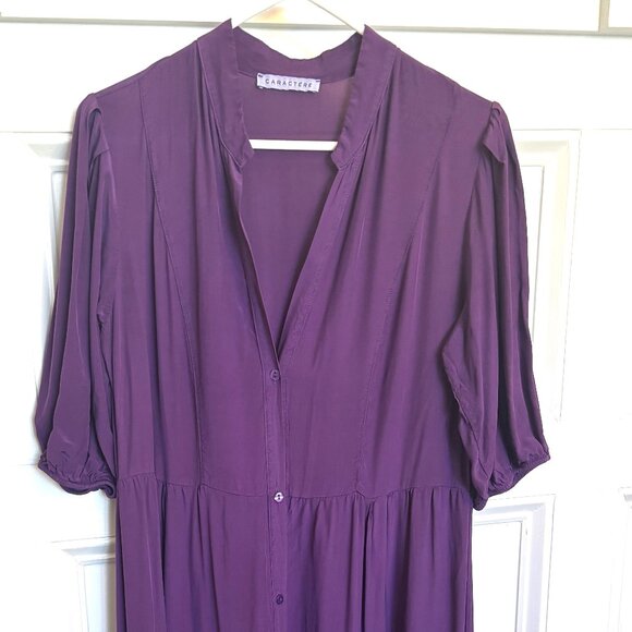Purple button down long dress - Picture 1 of 6